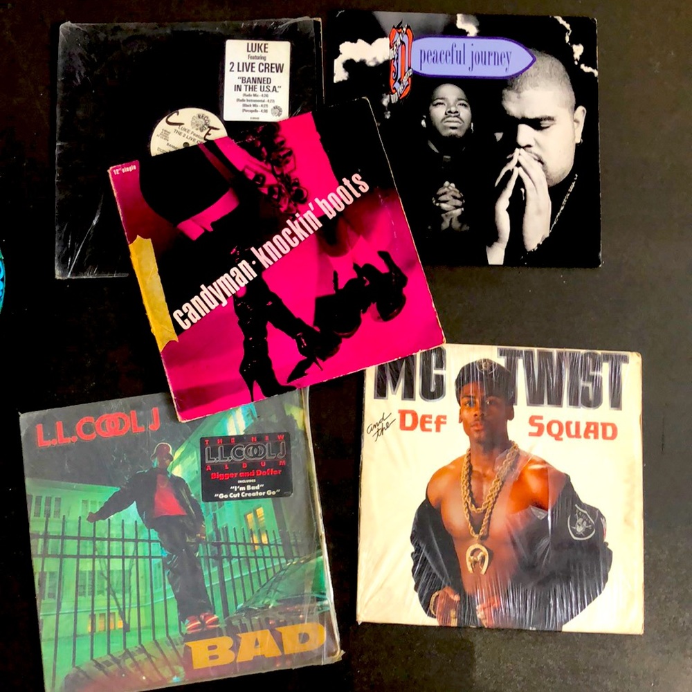 5 Vintage Rap Music Record Singles 80s/90s